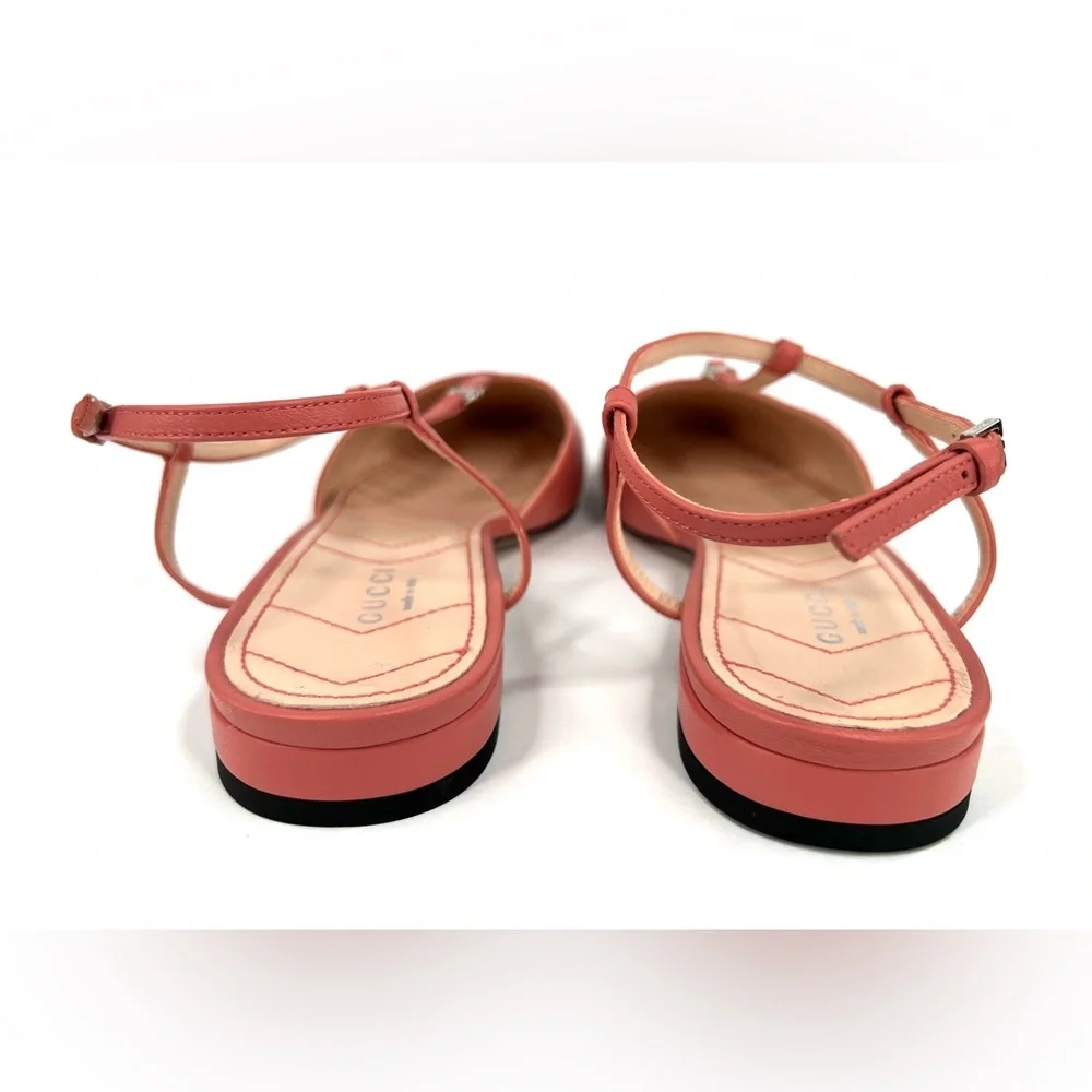 GUCCI WOMEN'S BALLET FLAT WITH DOUBLE G INTERLOCKING LOGO SLINGBACKS SIZE EU 39 - Picture 5 of 9